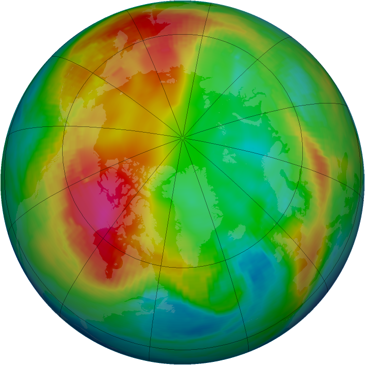 Arctic ozone map for 28 January 1990
